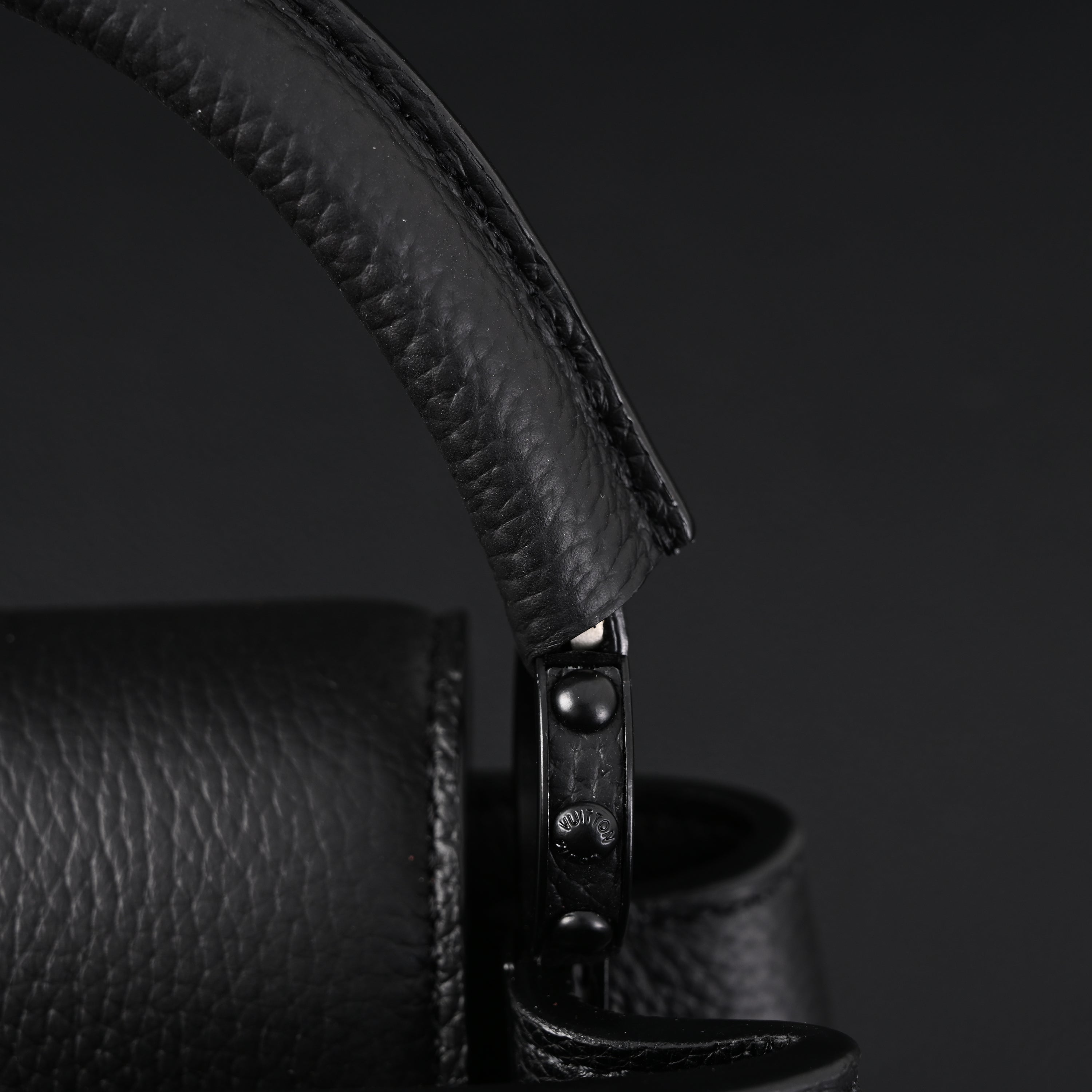 Louis Vuitton Black Grain Leather Mini Top Handle Bag With Chain Strap